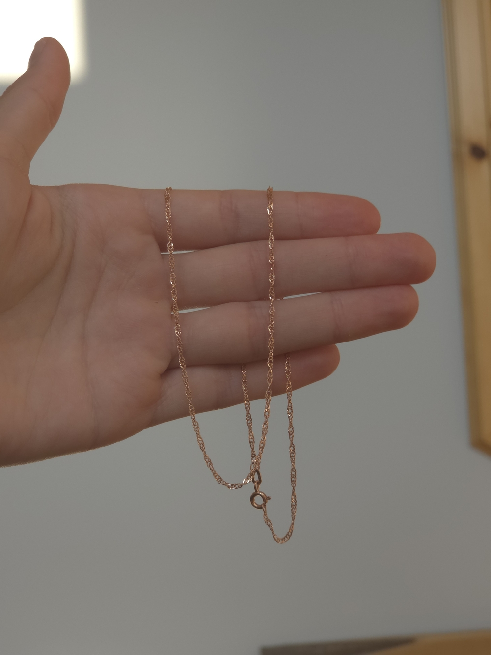 14k Solid Rose Gold Singapore Chain Necklace